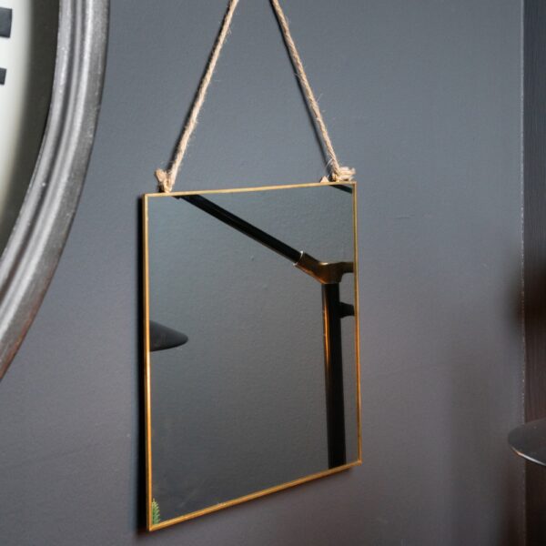 Gold Edged Square Hanging Wall Mirror - Image 3