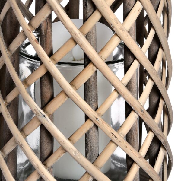 Medium Wicker Lantern with Glass Hurricane - Image 2