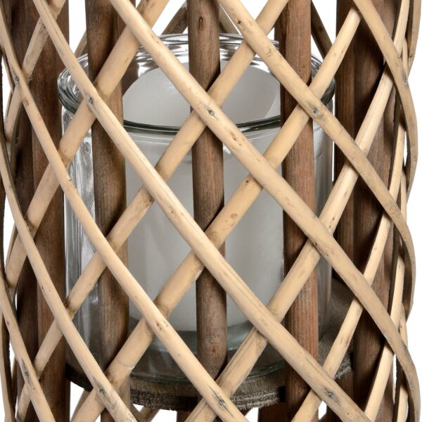 Small Wicker Lantern with Glass Hurricane - Image 2