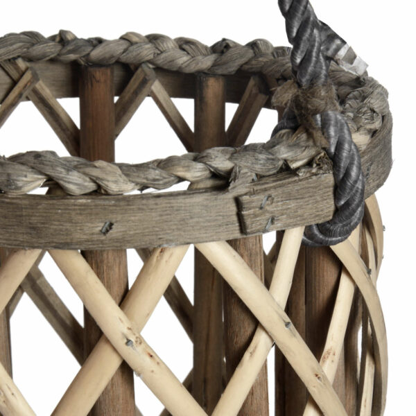Small Wicker Lantern with Glass Hurricane - Image 3