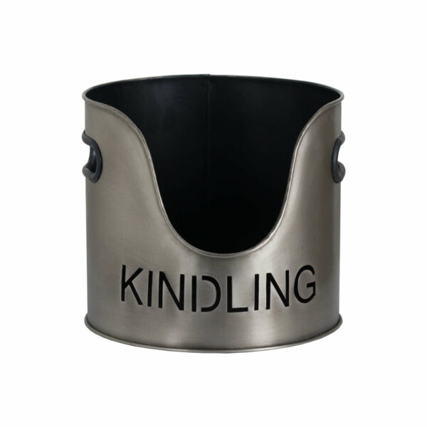 Pewter Finish Logs And Kindling Buckets & Matchstick Holder - Image 3