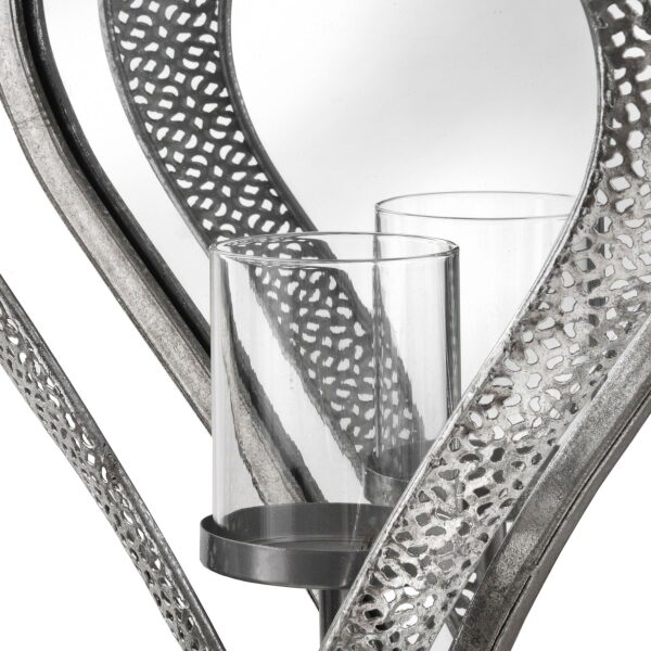 Antique Silver Heart Mirrored Tealight Holder in Small - Image 2