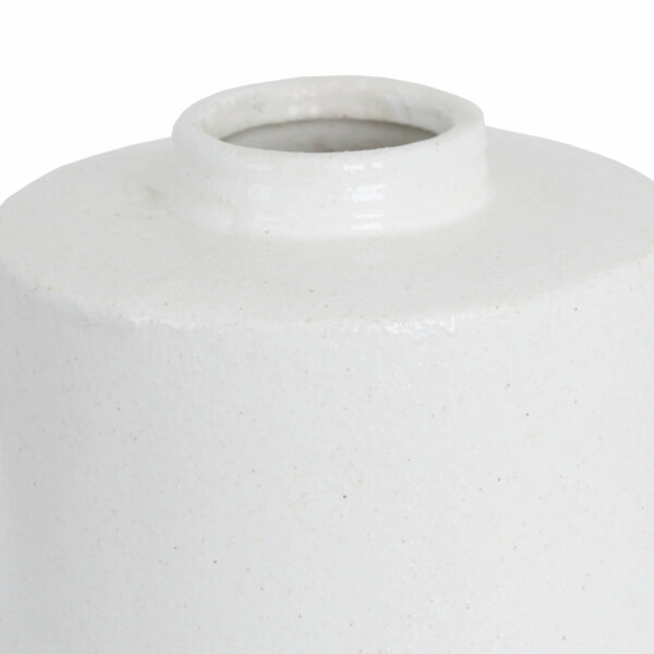 White With Grey Detail Large Cylindrical Ceramic Vase - Image 2