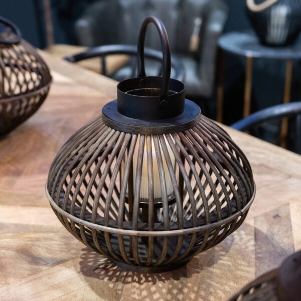 Brown Bamboo Style Large Lantern - Image 3