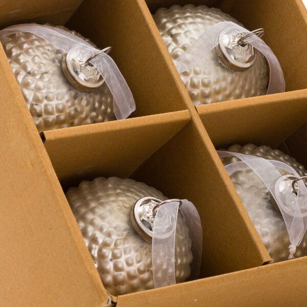 Metallic Silver Honey Comb Set Of 4 Large Baubles - Image 2