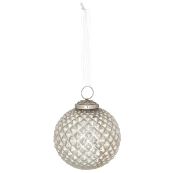 Metallic Silver Honey Comb Set Of 4 Large Baubles - Image 3