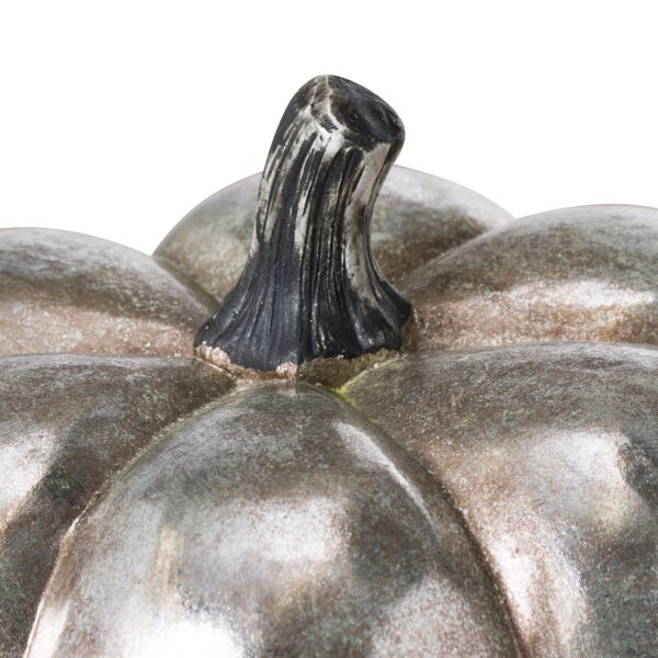 Large Squat Silver Foil Pumpkin - Image 2
