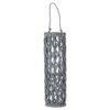 Medium Grey Wicker Lantern With Glass Hurricane