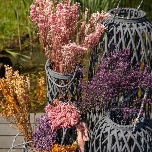 Large Grey Standing Wicker Lantern - Image 5