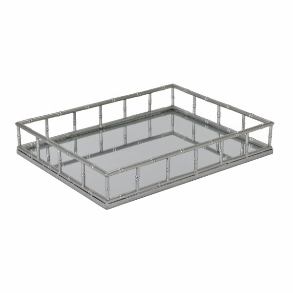 Set Of 2 Detailed Silver Rectangular Trays - Image 3