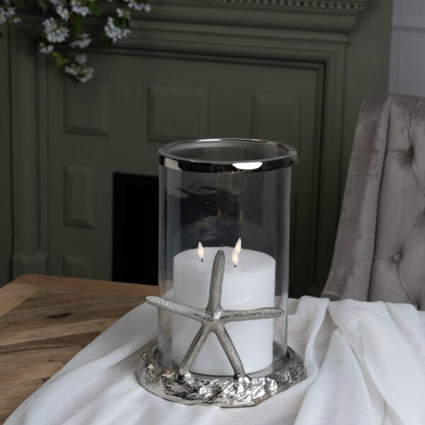 Silver Starfish Candle Hurricane Lantern - Image 3