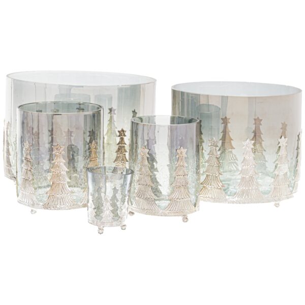 Noel Collection Large Christmas Tree Crackled Candle Holder - Image 2