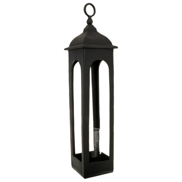Farrah Collection Black Cast Tall Loop Top Lantern - Image 2