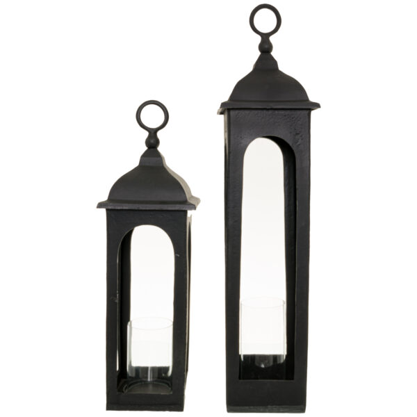 Farrah Collection Black Cast Tall Loop Top Lantern - Image 4