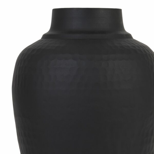 Matt Black Hammered Vase With Lid - Image 2