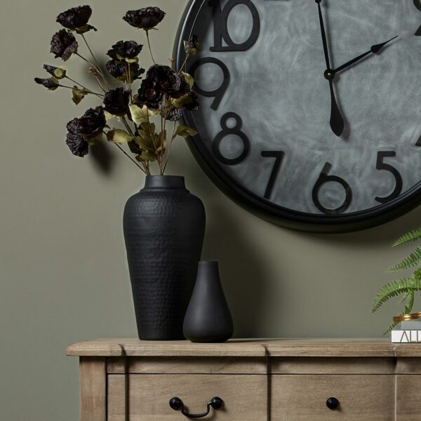 Matt Black Hammered Vase With Lid - Image 4