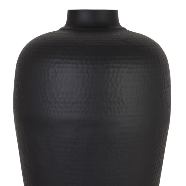 Matt Black Medium Hammered Vase With Lid - Image 2