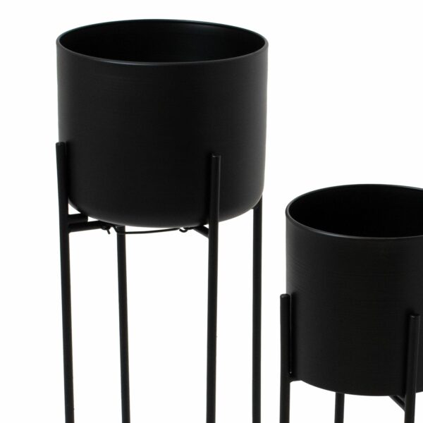 Set Of Two Matt Black Planters On Stand - Image 2