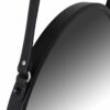 Matt Black Rimmed Round Hanging Wall Mirror With Black Strap - Image 2