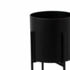 Large Matt Black Cylindrical Planter On Black Frame - Image 2