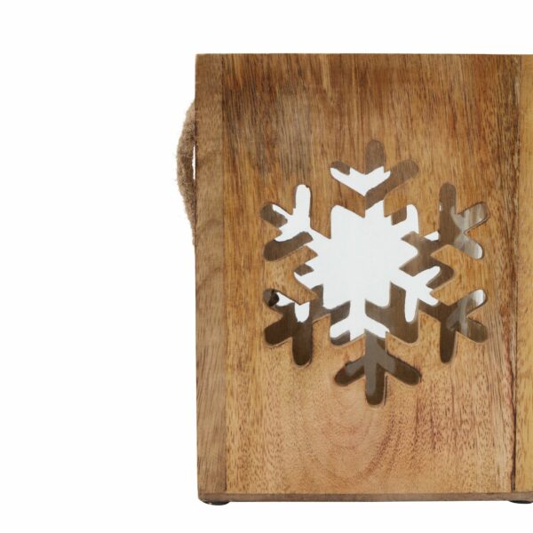 Natural Wooden Large Snowflake Tealight Candle Holder - Image 3