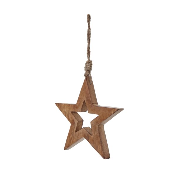 White Wash Collection Wooden Hanging Star Decoration - Image 2