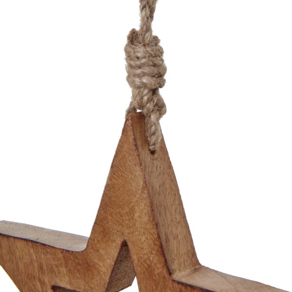 White Wash Collection Wooden Hanging Star Decoration - Image 3